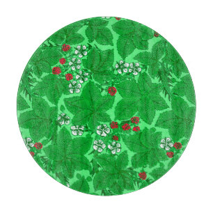 Art Nouveau Strawberries and Leaves, Lime Green Cutting Board