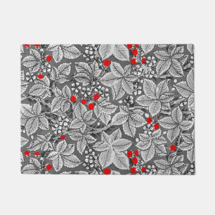 Art Nouveau Strawberries and Leaves, Silver Grey Doormat