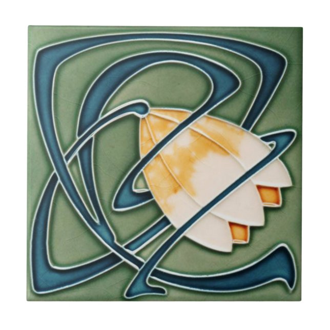 Art Nouveau Style Ceramic Tile. Floral Tile (Front)