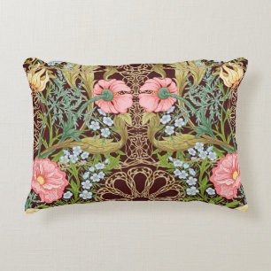 Art Nouveau Style Floral: Coloured Vintage Pattern Decorative Cushion