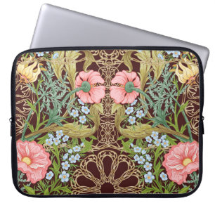Art Nouveau Style Floral: Coloured Vintage Pattern Laptop Sleeve
