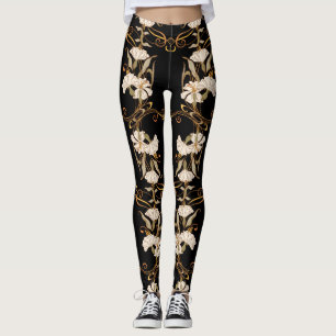 Art Nouveau Style: Gold-Black Vintage. Leggings