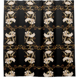 Art Nouveau Style: Gold-Black Vintage. Shower Curtain