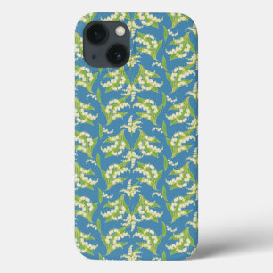 Art Nouveau Style iPad Case, Lilies on Blue iPhone 13 Case