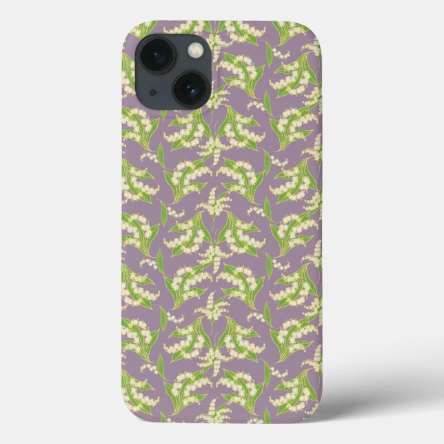 Art Nouveau Style iPad Case, Lilies on Mauve Case-Mate iPhone Case (Back)