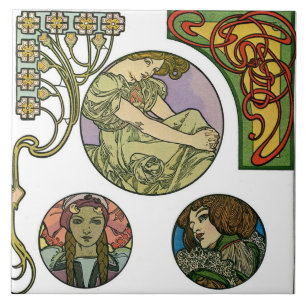 Art Nouveau Style, Mucha Ceramic Tile