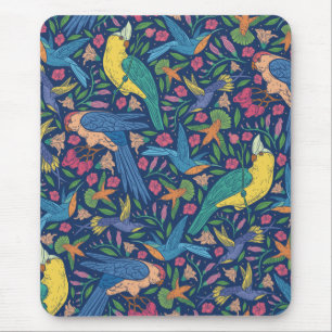 Art nouveau style parrots pattern mouse pad