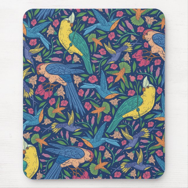 Art nouveau style parrots pattern    mouse pad (Front)