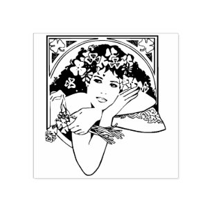 Art Nouveau Style  Rubber Stamp