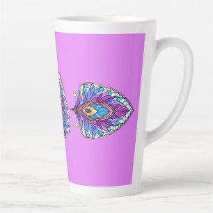 Art Nouveau Style Stained Glass Peacock Feather Latte Mug