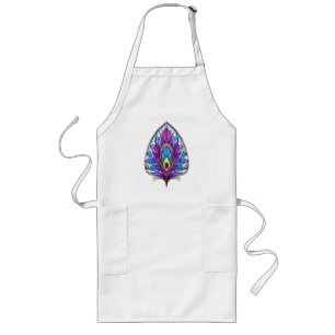 Art Nouveau Style Stained Glass Peacock Feather Long Apron