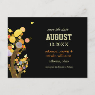 Art Nouveau Style Trees Wedding Save the Date Announcement Postcard