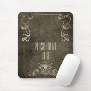 Art nouveau suede look elegant gold brown mousepad