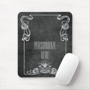 Art nouveau suede look elegant silver grey mousepa mouse pad
