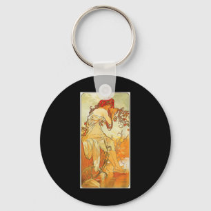 Art Nouveau Summer Mucha Y Beautiful Elegant Women Key Ring