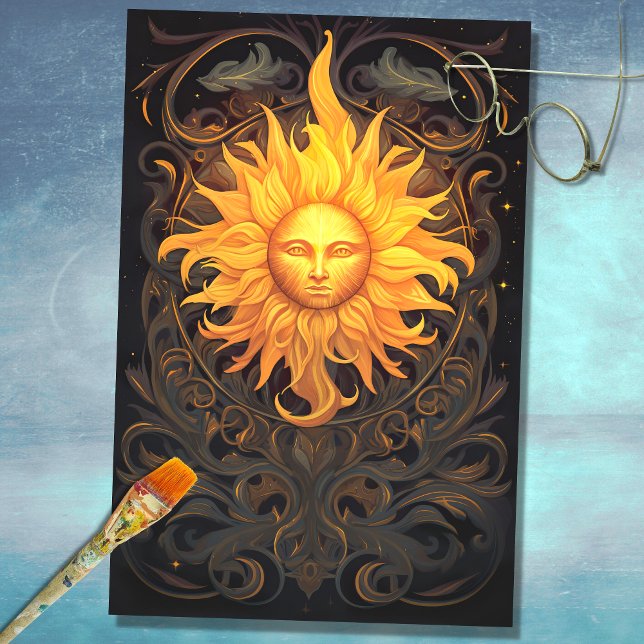 Art Nouveau Sun 1 Decoupage Paper (Creator Uploaded)