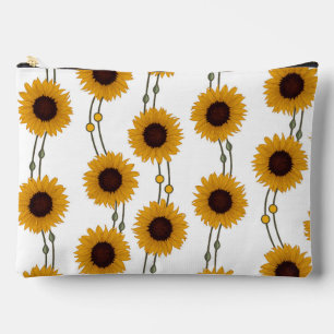 Art Nouveau Sunflower Retro Floral Stripes Yellow Accessory Pouch