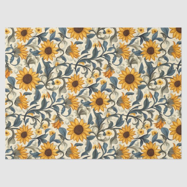 Art Nouveau Sunflower Tissue Paper – 10lb, 17"x23" (Front)
