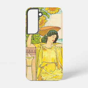 Art Nouveau Sunflower Woman Vintage Illustration Samsung Galaxy Case