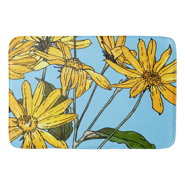 Art Nouveau Sunflowers Bath Mat (Front)