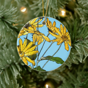 Art Nouveau Sunflowers Ceramic Ornament