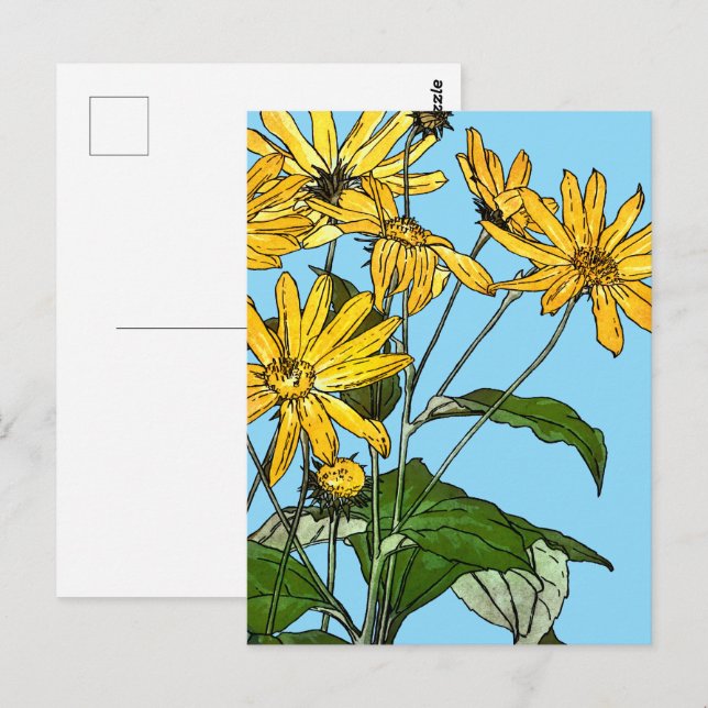 Art Nouveau Sunflowers Postcard (Front/Back)