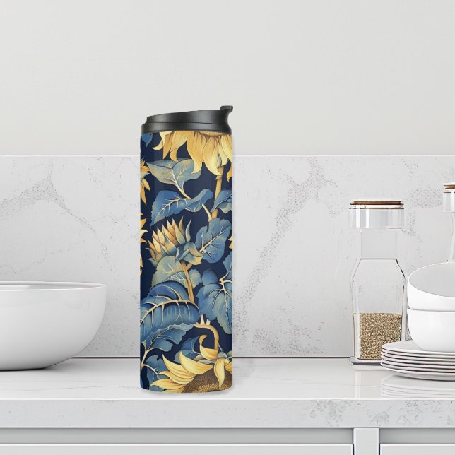 Art Nouveau Sunflowers Thermal Tumbler (Sunflower thermal water bottle)