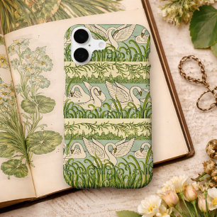 Art Nouveau Swan Pattern – Vintage Botanical Swan iPhone 15 Pro Case