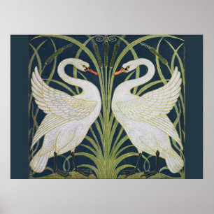 Art Nouveau Swans Pattern: Walter Crane Swan Print