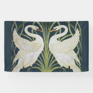 Art Nouveau Swans Pattern: Walter Crane Swan Print Banner