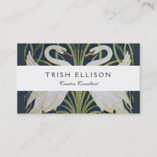 Art Nouveau Swans Pattern: Walter Crane Swan Print Business Card