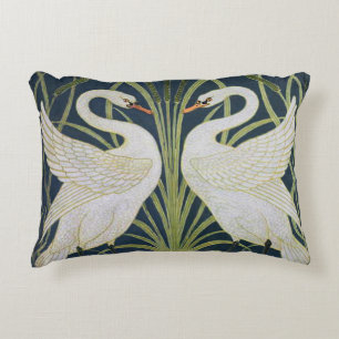 Art Nouveau Swans Pattern: Walter Crane Swan Print Decorative Cushion