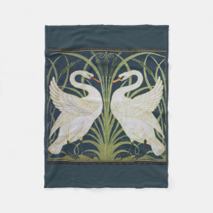 Art Nouveau Swans Pattern: Walter Crane Swan Print Fleece Blanket