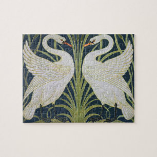 Art Nouveau Swans Pattern: Walter Crane Swan Print Jigsaw Puzzle