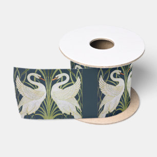 Art Nouveau Swans Pattern: Walter Crane Swan Print Satin Ribbon