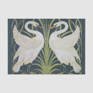 Art Nouveau Swans Pattern: Walter Crane Swan Print Tissue Paper
