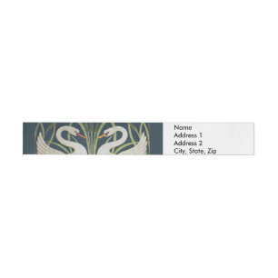 Art Nouveau Swans Pattern: Walter Crane Swan Print Wraparound Address Label