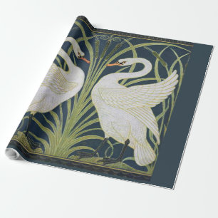 Art Nouveau Swans Pattern: Walter Crane Swan Print Wrapping Paper