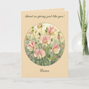 Art Nouveau Sweet Pea Bloom Card