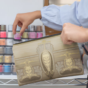 Art Nouveau Tall Vases Flower Inset Wedding Bride Accessory Pouch