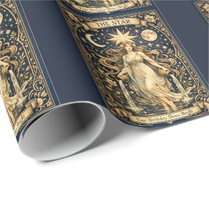 Art Nouveau Tarot Birthday Celestial Star Wrapping Paper
