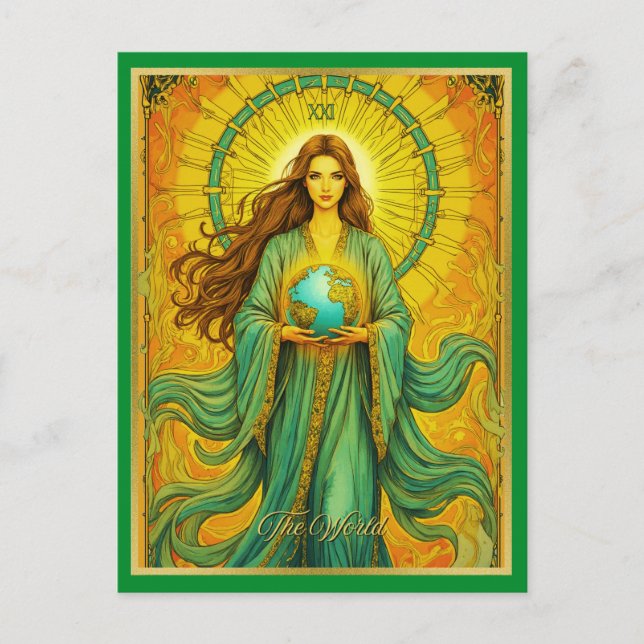 Art Nouveau Tarot Card The World (Front)