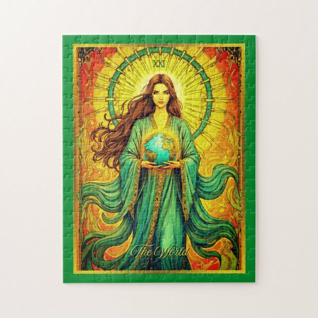 Art Nouveau Tarot Card The World Jigsaw Puzzle (Vertical)