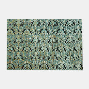 Art nouveau, teal,gold,pattern,belle époque,chic,e doormat