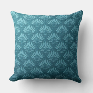 Art Nouveau,Teal,metallic,art deco, fan pattern,ch Cushion