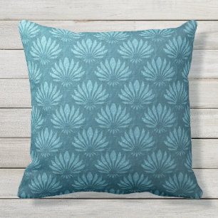 Art Nouveau,Teal,metallic,art deco, fan pattern,ch Cushion