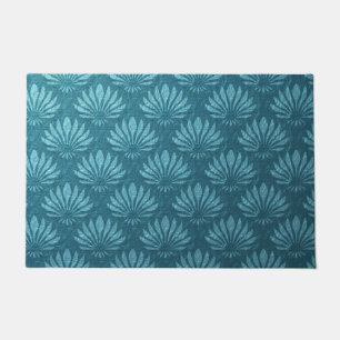 Art Nouveau,Teal,metallic,art deco, fan pattern,ch Doormat