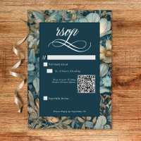 Art Nouveau Teal William Morris Floral Wedding