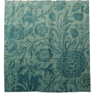 art Nouveau,teal,William Morris style, floral,chic Shower Curtain