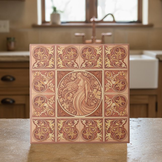 Art Nouveau Terra Cotta Muse Pat#6 ID1193 Ceramic Tile (Creator Uploaded)